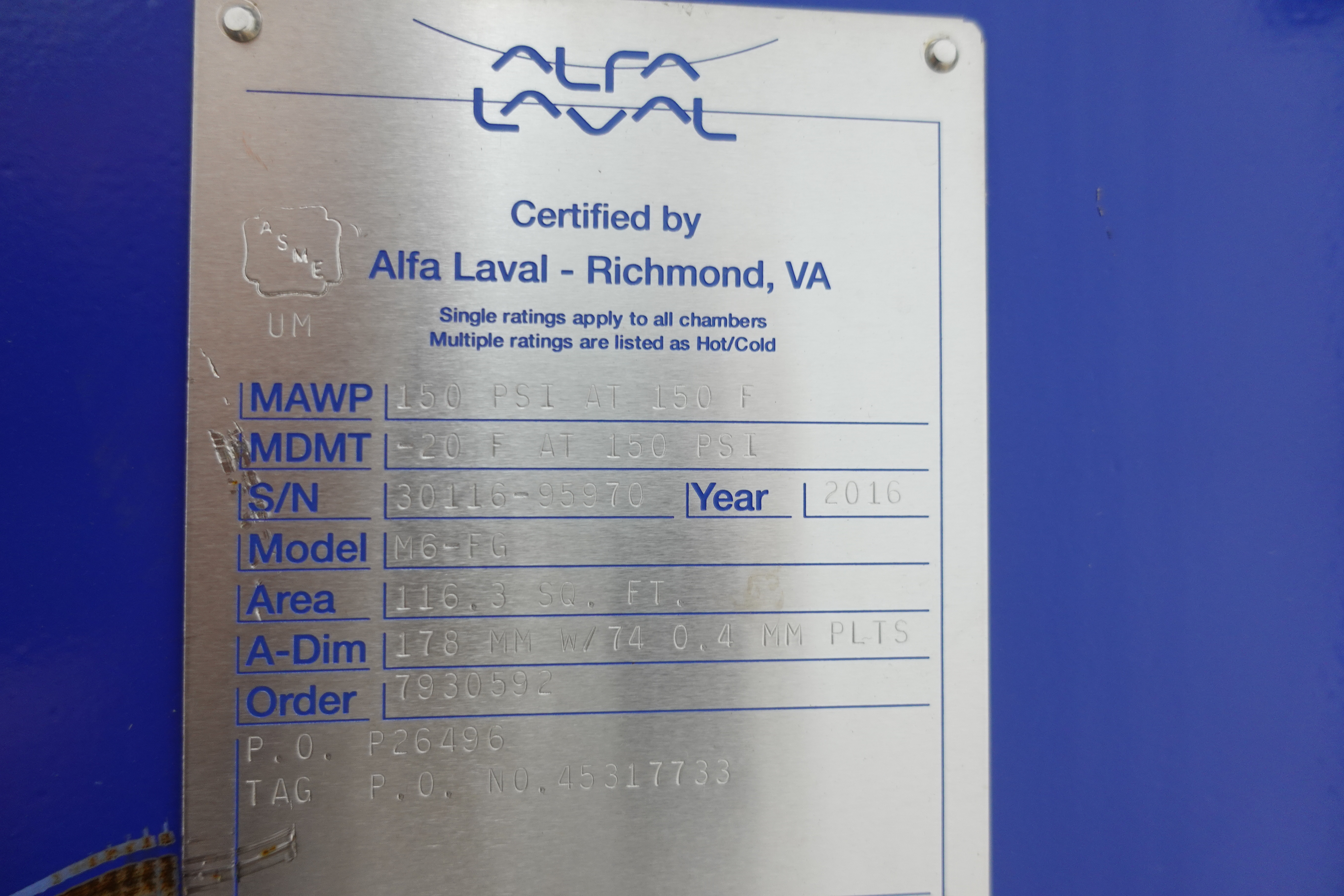LOT OF 2 ALFA LAVAL M6-FG HEAT EXCHANGER For Sale | Aucto