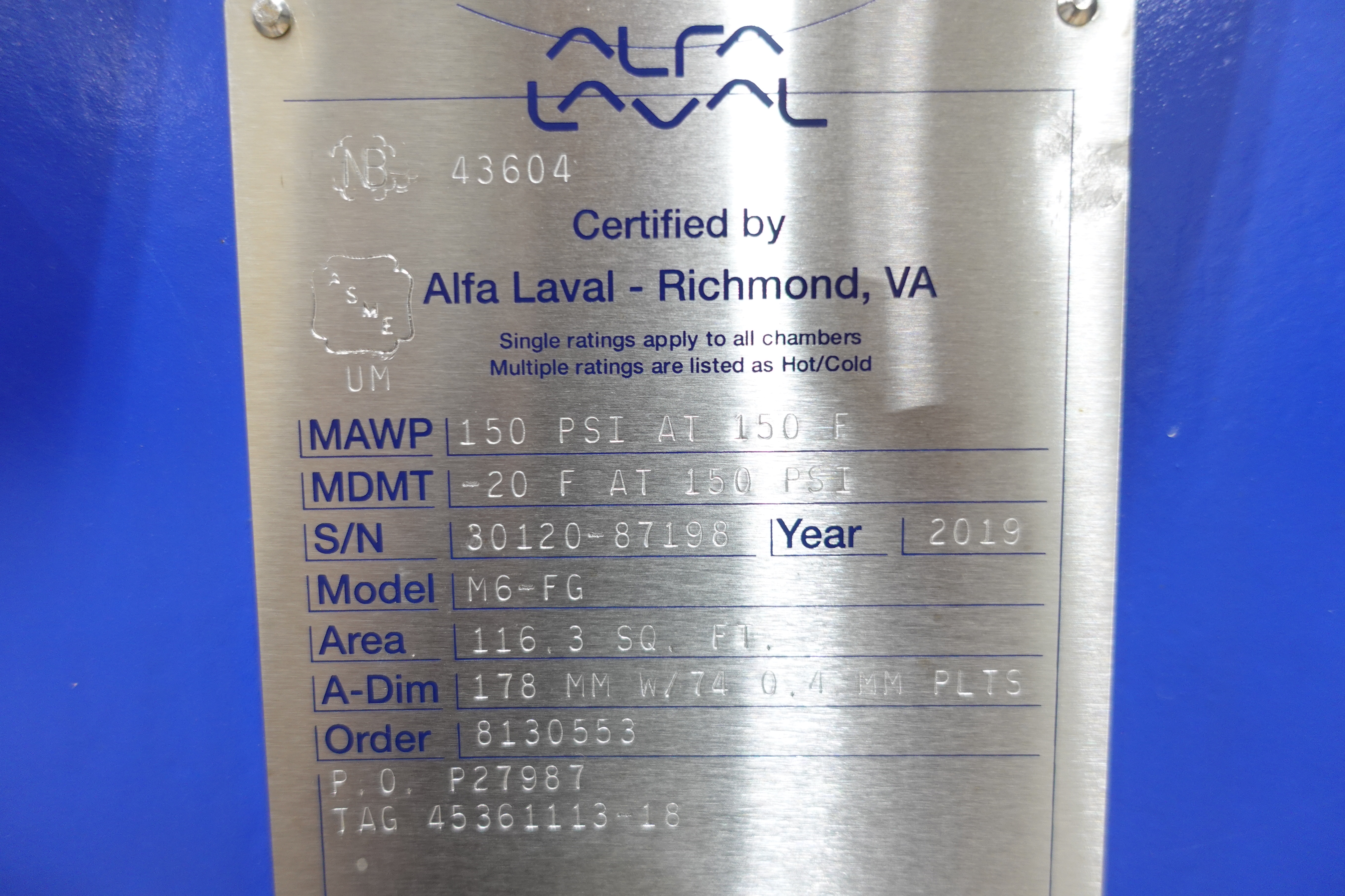 LOT OF 2 ALFA LAVAL M6-FG HEAT EXCHANGER For Sale | Aucto