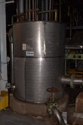 STAINLESS COOLING WATER COLLECTOR TANK 5X10FT WITH KNIFE GATE VALVES, FOXBORO LEVEL TRANSMITTER