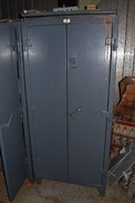 STRONG HOLD CABINET WITH CONTENTS - TRANSFORMERS, DC CONTACTORS, LIGHTING