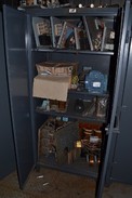 STRONG HOLD CABINET WITH CONTENTS - MOTORS, CAPACITORS, CONTACTORS, RECTIFIERS, TRANSFORMERS