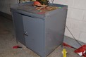 STEEL TABLES AND CART WITH CONTENTS - MOTORS, BREAKERS, RELAYS, CONNECTORS, THYRISTORS, ABB ARGUS CC/3P, CURRENT CLAMP, ELECTRICAL TESTERS
