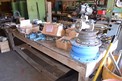 TABLE WITH CONTENTS - ALLEN WRENCHES, PUNCHES, HYDRAULIC CYLINDERS, FASTENERS, GREASE PUMPS