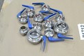 LOT OF 11 ASSORTED STAINLESS SANITARY MANUAL TRI-CLAMP BUTTERFLY VALVES 2IN TO 4 IN, CANDIGRA