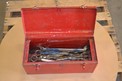LOT OF ASSORTED STANDARD END WRENCHES WITH TOOLBOX
