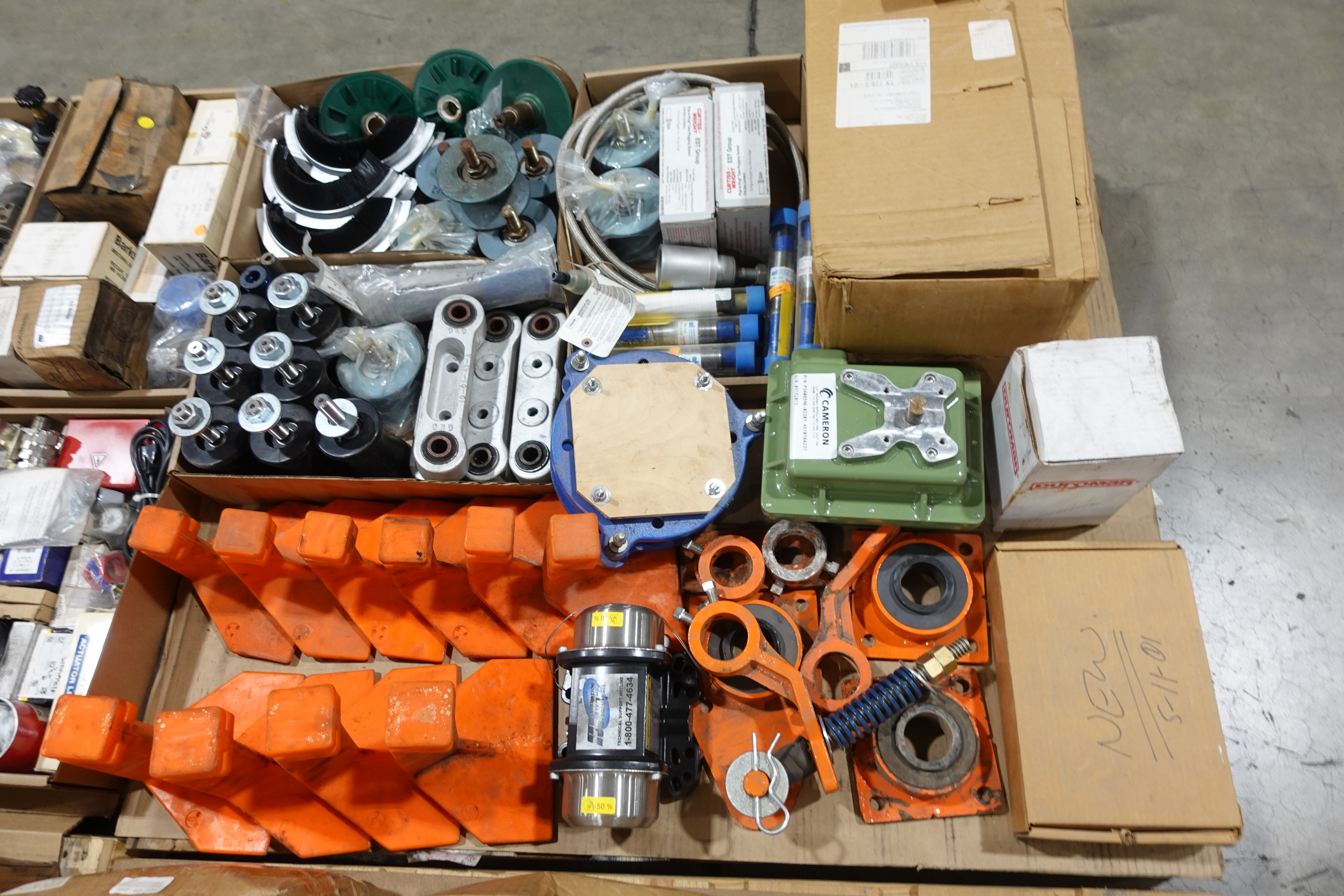 4 PALLETS OF MIXED MRO, VALVES AND VALVE PARTS, VIBRATORS, CONVEYOR ...