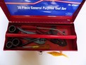TOOL BOX WITH HAND TOOLS, SOCKETS AND GENERAL PURPOSE TOOLS