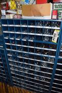 STEEL PIGEON HOLE SHELF WITH CONTENTS