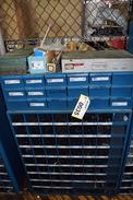 STEEL PIGEON HOLE SHELF WITH CONTENTS