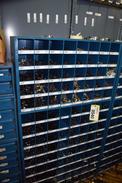 STEEL PIGEON HOLE SHELF WITH CONTENTS