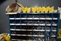 STEEL PIGEON HOLE SHELF WITH CONTENTS