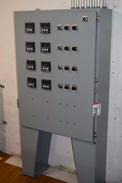 CONTROL CABINET WITH 8 PALOW MIC 2000 TEMPERATURE CONTROLS AND PUSH BUTTONS