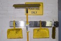 LOTS OF BROOM AND PANS WITH BRACKET