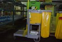 JANITORIAL CART WITH GLOVES AND BROOM