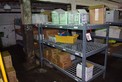 CONTENTS OF SHELVES - BEARD COVERS, MOPS, PAPER BAGS