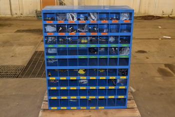 FASTENAL PIGEON HOLE CABINET, WITH CONTENTS