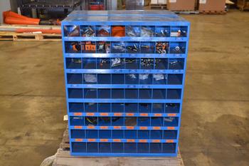 LOT OF 2 FASTENAL PIGEON HOLE CABINETS, WITH CONTENTS