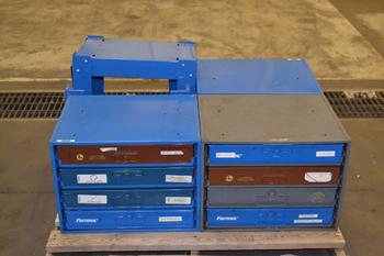 LOT OF 3 HARDWARE CABINETS, WITH CONTENTS, 2 STANDS