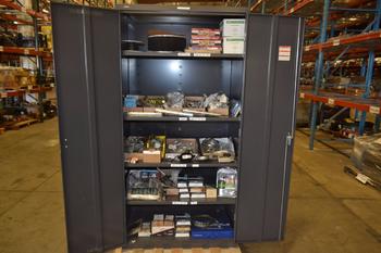 TOOL STORAGE CABINET WITH HARDWARE CONTENTS
