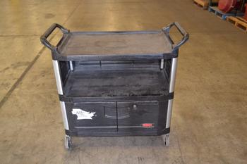 RUBBERMAID PLASTIC UTILITY CART, NO KEY