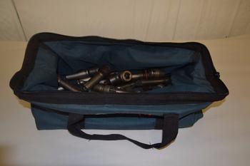 LOT OF ASSORTED SOCKETS AND ADAPTERS IN BOSCH TOOL BAG