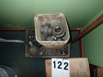 Bucket & Tote of Black Pipe Threaded Unions, up to 2\