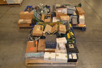3 PALLETS OF ASSORTED CONTROLS, CONTROLLERS, FOXBORO