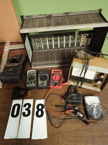 Assorted Electronics incl. GE PLC Chassis, Assorted Meters
