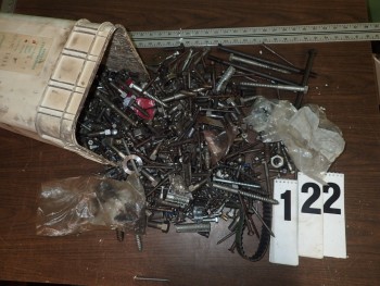 Bucket of Hardware incl. Bolts, Nuts, Washers, Anchors, Etc