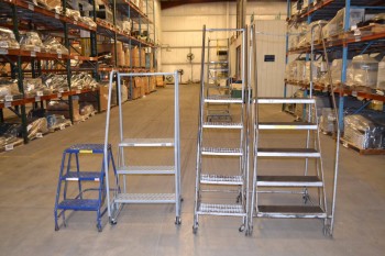 LOT OF 4 ASSORTED ROLLING LADDERS
