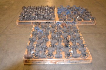 3 PALLETS OF ASSORTED STEEL WEDGE GATE MANUAL VALVES