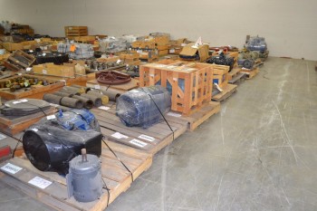 8 PALLETS OF ASSORTED AC/DC MOTORS, 10-50HP, BALDOR, WEG