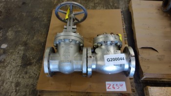 LOT OF 2 VALVES, VELAN 6IN CHECK VALVE, NEWCO 6IN 150 GATE VALVE