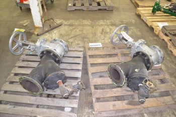 LOT OF 4 VALVES, 2X NEWCO 6IN 150 GATE VALVE, 2X COLTON 4IN STRAINER