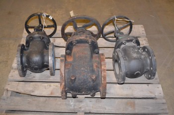 LOT OF 3 ASSORTED CRANE KNIFE GATE VALVES, 4 IN - 7 IN