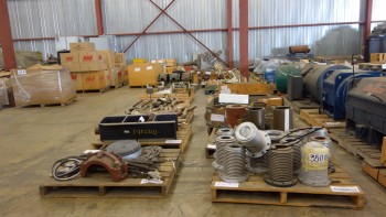 27 PALLETS OF ASSORTED MISCELLANEOUS STEEL, PLATES, HOUSING