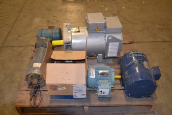 1 PALLET OF ASSORTED AC/DC ELECTRIC MOTORS, 1-25HP
