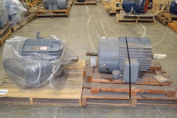 LOT OF 2 GENERAL ELECTRIC GE AC ELECTRIC MOTORS 575V-AC, 100HP, 75HP