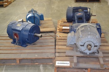 LOT OF 5 ASSORTED AC MOTORS 15-150HP 575V-AC, GE, LEESON, WEG