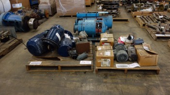 3 PALLETS OF ASSORTED AC/DC ELECTRIC MOTORS 1-30HP, BALDOR