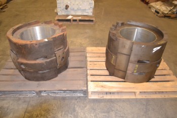 LOT OF 2 ASSORTED STEEL BEARING SLEEVE HOUSINGS