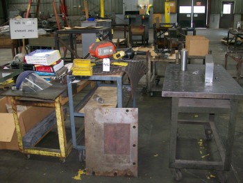 Heavy Duty Rolling Steel Cart and two (2) Other Carts with Contents.