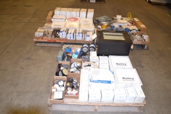 3 PALLETS OF INSTRUMENTATION CHARTS, GAUGES, TRANSMITTERS