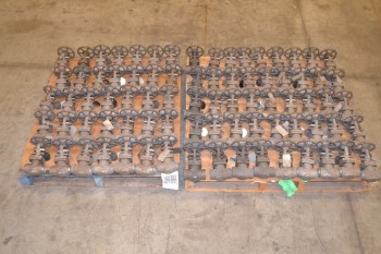 2 PALLETS OF ASSORTED STEEL WEDGE GATE MANUAL VALVES