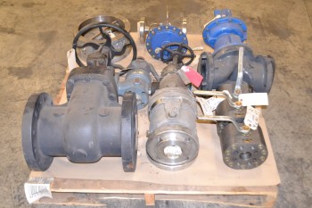 1 PALLET OF ASSORTED VALVES, CRANE, CROSBY, WEDGE GATE, CHECK, RELIEF