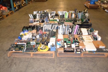 4 PALLETS OF ASSORTED ELECTRICAL PCB\'S SWITCHES ALLEN BRADLEY