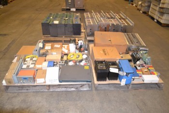 4 PALLETS OF ELECTRICAL CONTROLS CHASSIS, SWITCHES, PCB