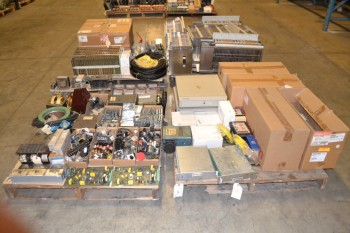 4 PALLETS OF ELECTRICAL CONTROLS SWITCHES, PCB, FUSES