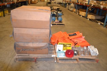 2 PALLETS OF ASSORTED SAFETY SUPPLIES SIGNS, SAFETY SHOWERS
