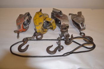LOT OF 4 ASSORTED HOISTS, LUG-ALL
